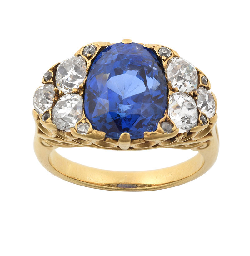 A Sapphire and Diamond Ring
