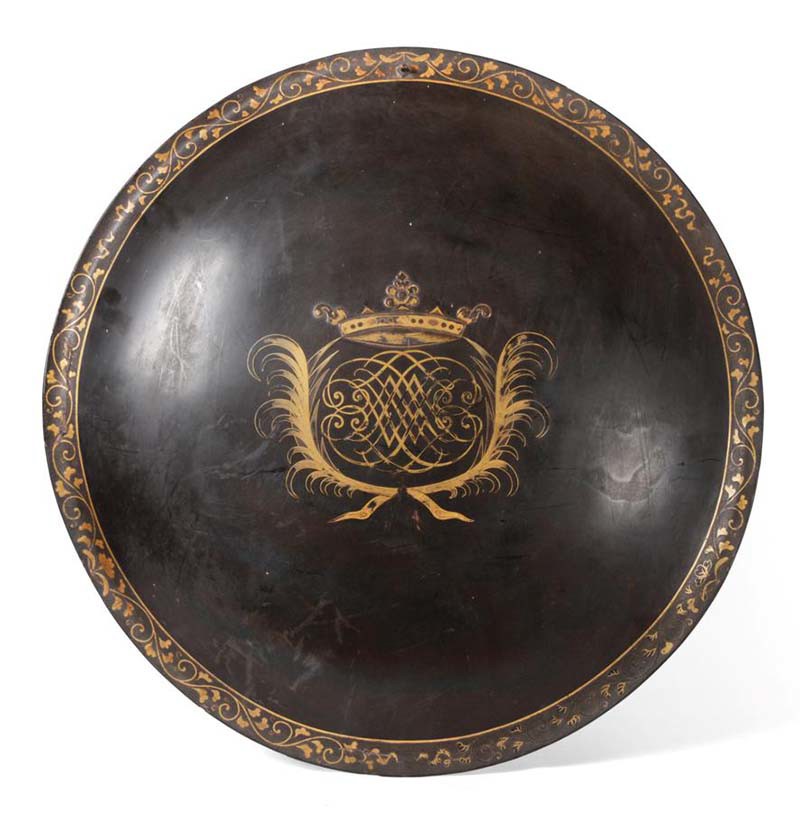 A Japanese Edo Period Black Lacquer Shield, circa 17th Century