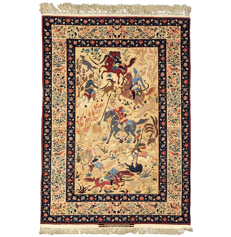 Fine Seirafian Part Silk Rug, Isfahan, Central Persia