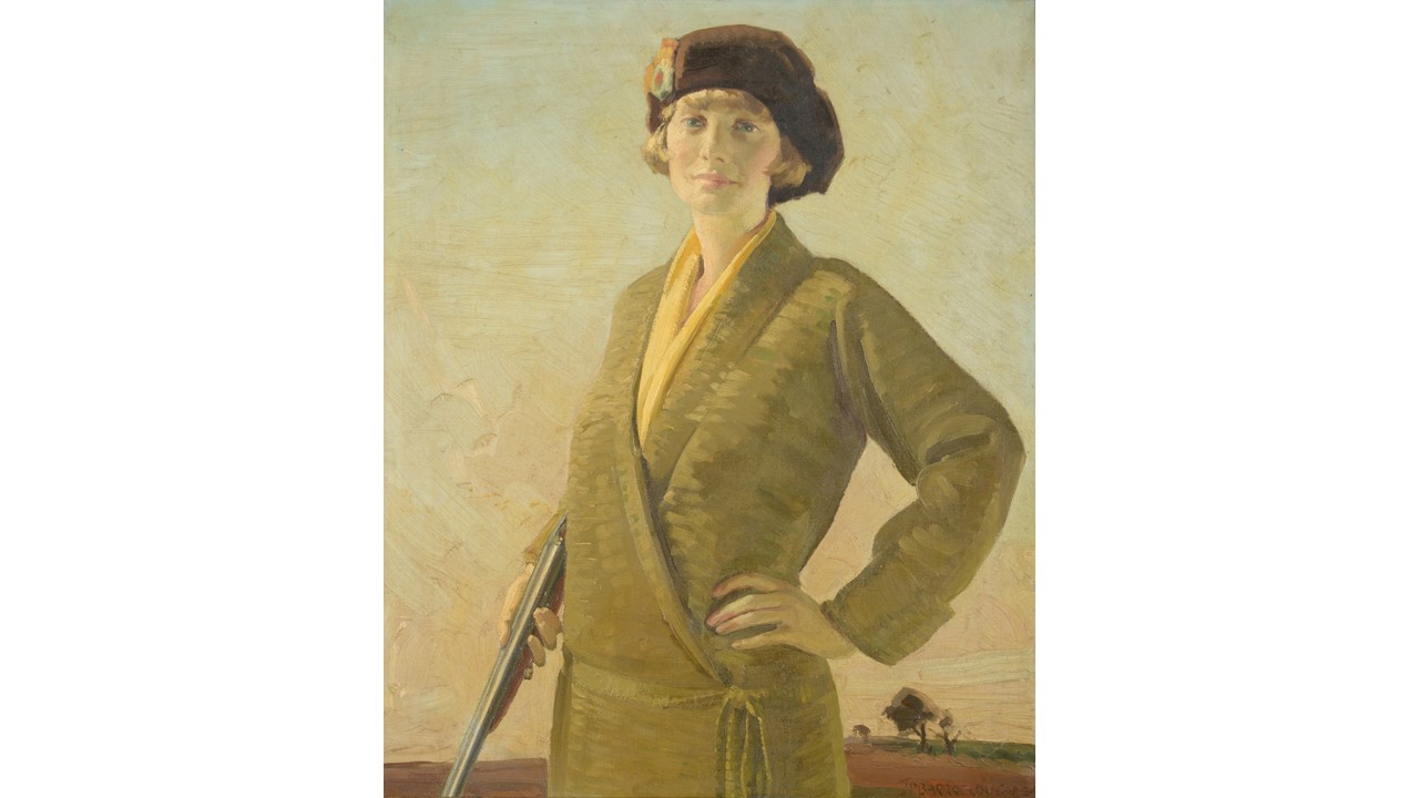 James P Barraclough (d.1942), "Girl with a Gun"