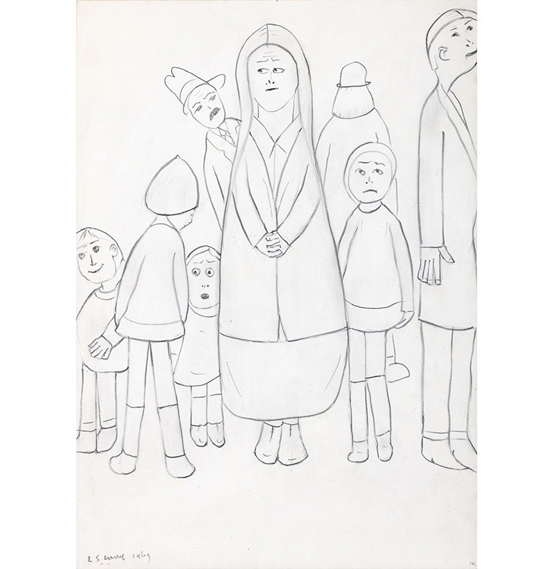 Laurence Stephen Lowry RBA, RA (1887-1976) Figures young and old (1969)